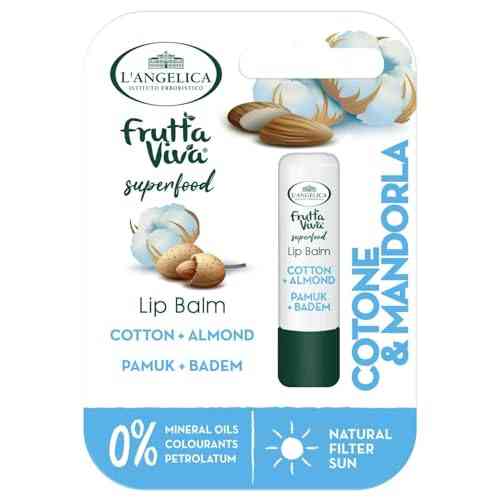  L'Angelica, Lip Balm Cotone & Mandorla, 12 Confezioni, Burrocacao con Ingredienti Sicuri e Naturali,